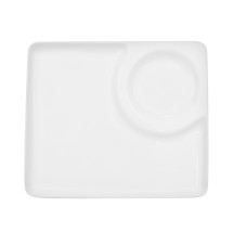 CAC China RCN-P9 RCN Specialty Super White Plate with Round Compartment 9&quot;  - 2 dozen