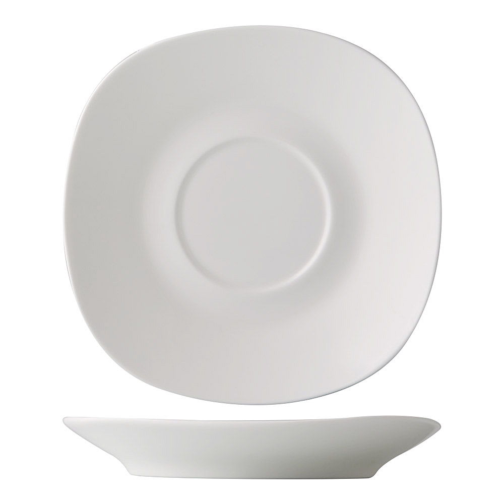 CAC China NGA-2 Niagara Bone White Porcelain Square Saucer for NGA-1 5 3/4"  - 3 dozen