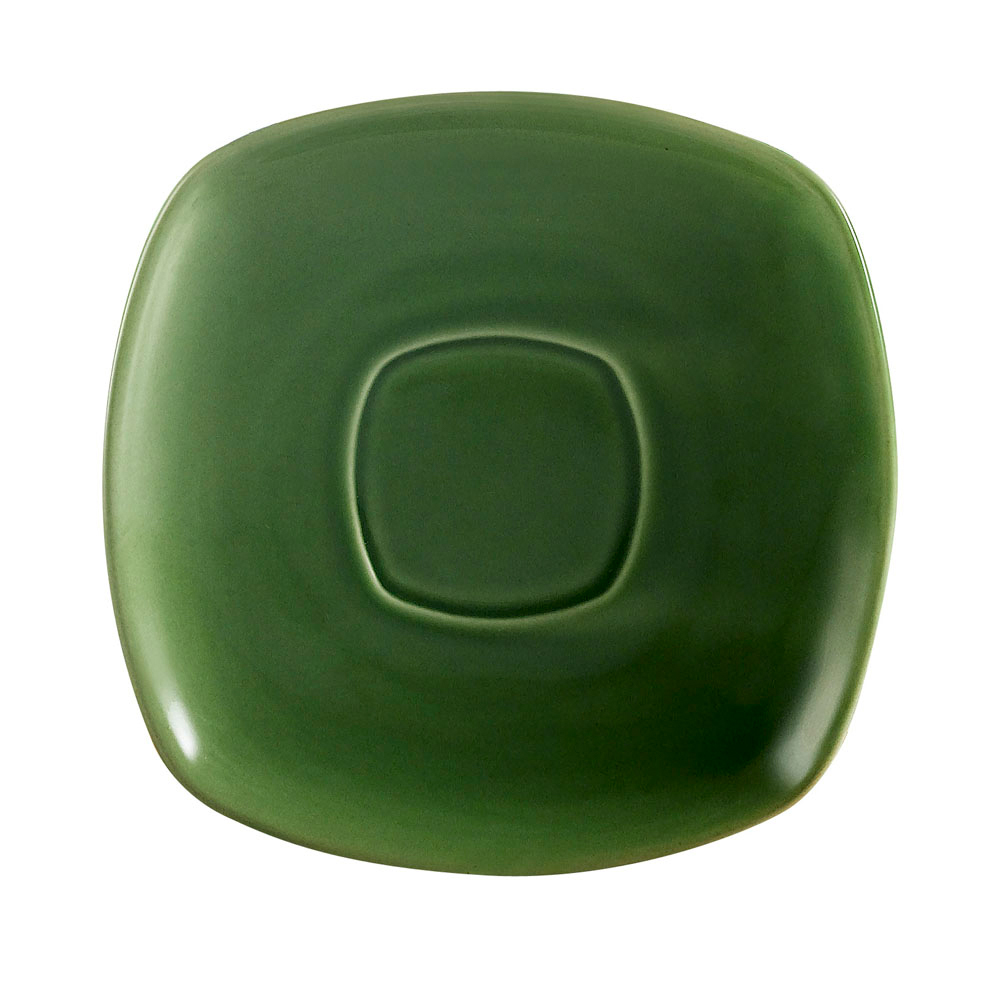 CAC China KC-2-G Color Arts Stoneware Green Square Saucer for KC-1-G 6" - 3 dozen