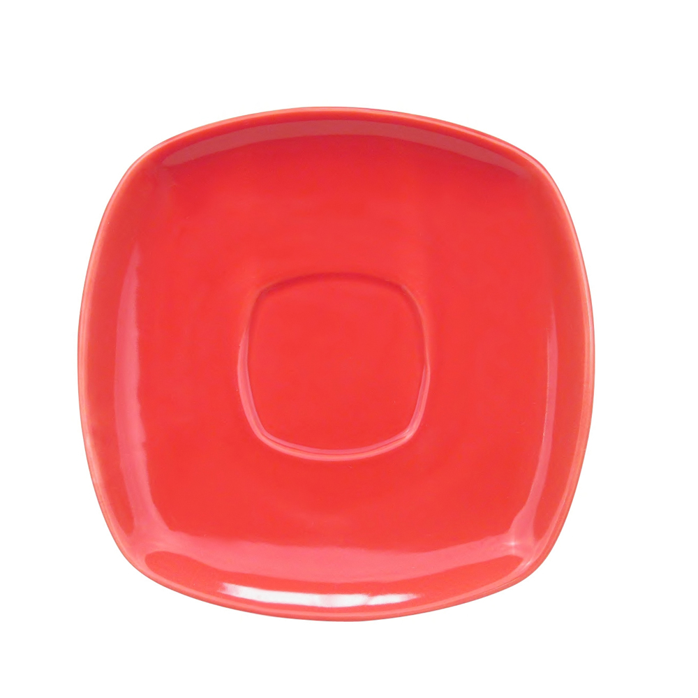 CAC China KC-2-R Color Arts Stoneware Red Square Saucer for KC-1-R 6" - 3 dozen