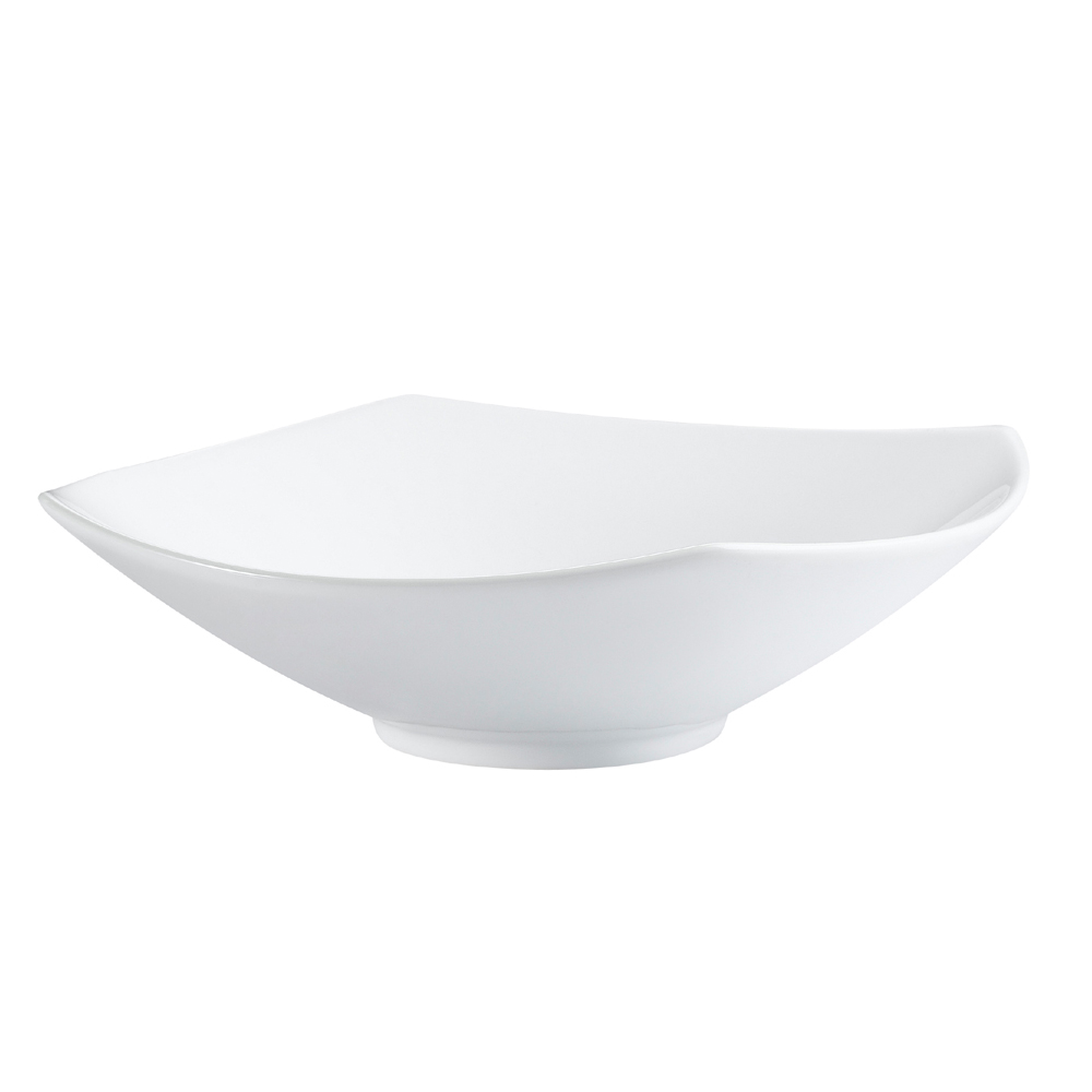 CAC China MX-W15 Catering Collection Super White Porcelain Shallow Square Bowl 1.25Qt 15" - 8 pcs