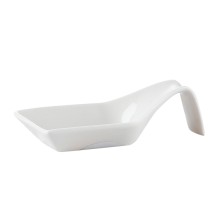 CAC China PTS-43 Party Collection Super White Porcelain Square Spoon, 1 oz., 4&quot;  - 12 dozen