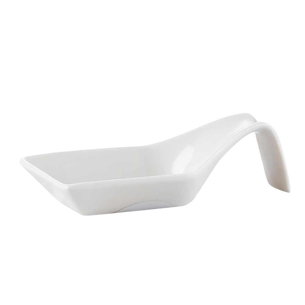 CAC China PTS-43 Party Collection Super White Porcelain Square Spoon, 1 oz., 4"  - 12 dozen