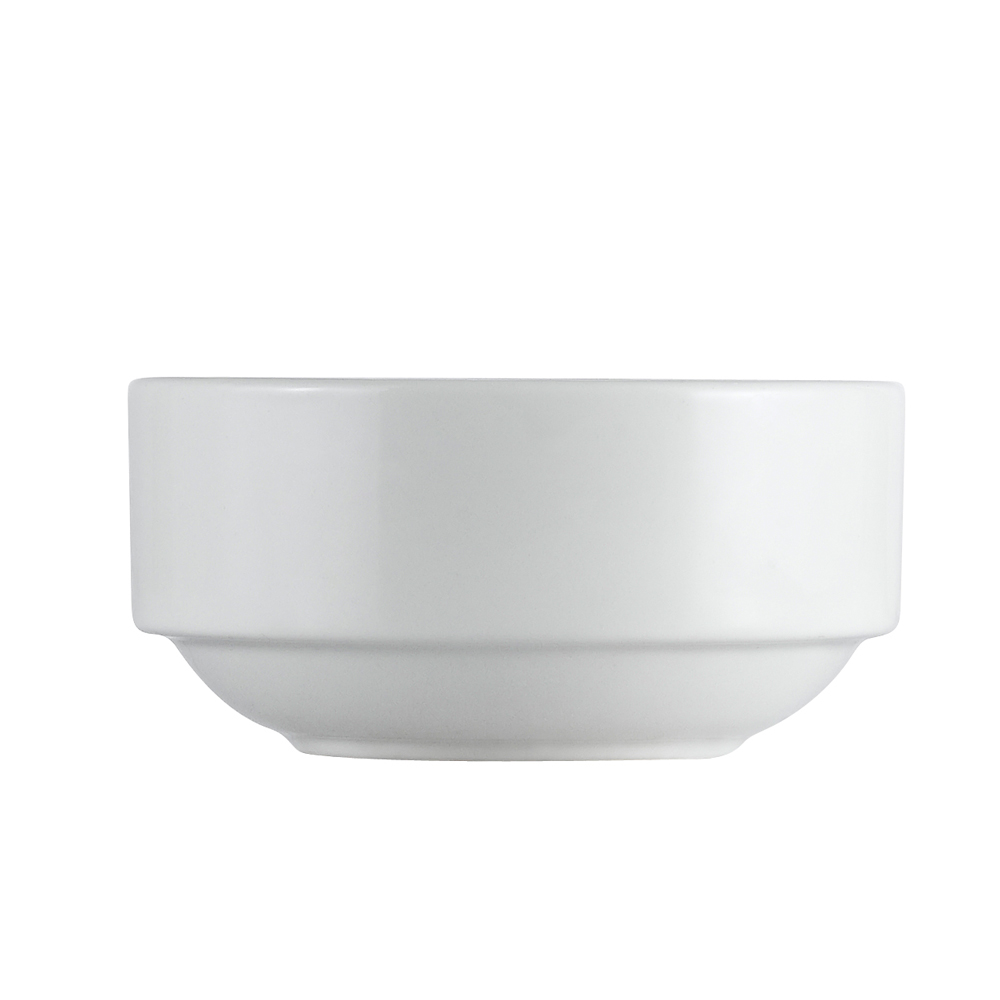 CAC China EVT-48 Everest Bone White Porcelain Stacking Bouillon 12 oz., 4 1/4" - 3 dozen