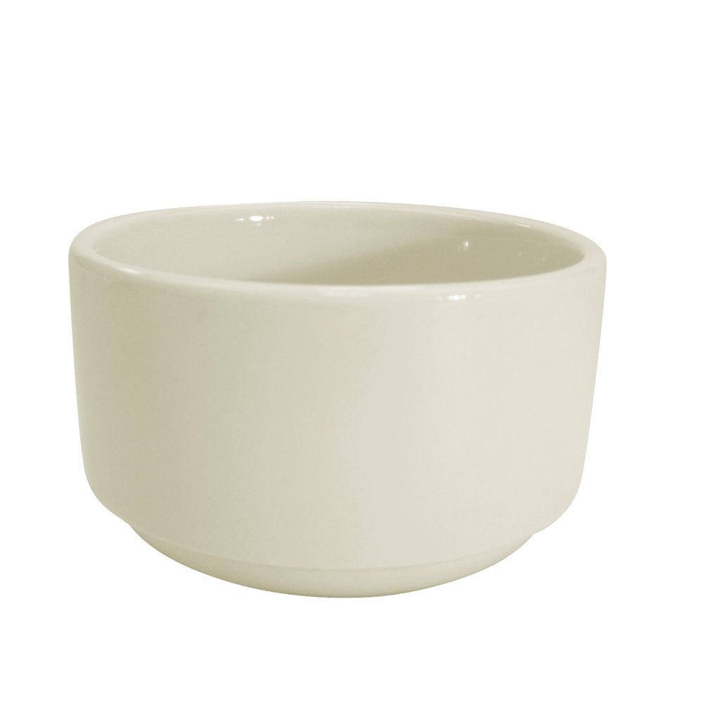 CAC China REC-48 REC American White Stoneware Stacking Bouillon Cup 12 oz., 4"  - 3 dozen