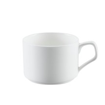 CAC China EVT-1-S Everest Bone White Porcelain Stacking Cup 8 oz., 3 1/2"  - 3 dozen