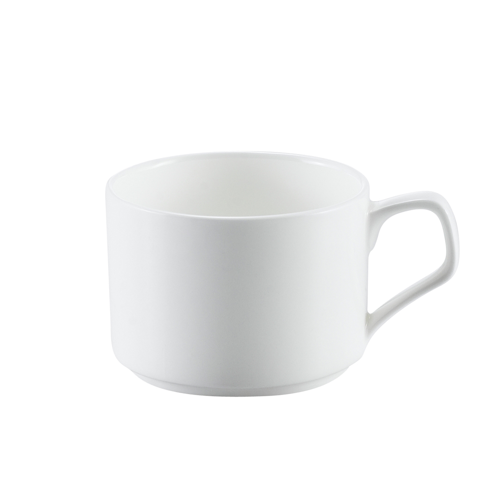 CAC China EVT-1-S Everest Bone White Porcelain Stacking Cup 8 oz., 3 1/2"  - 3 dozen