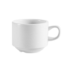 CAC China HMY-1-S Harmony Embossed Super White Porcelain Coffee Cup 8 oz., 3 1/2&quot;  - 3 dozen