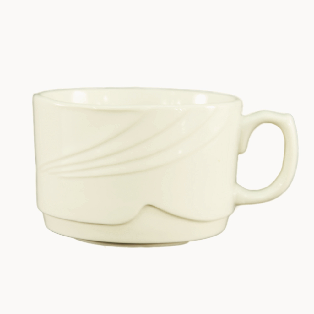 CAC China GAD-56 Garden State Bone White Coffee Cup, 15 oz. - 3 dozen