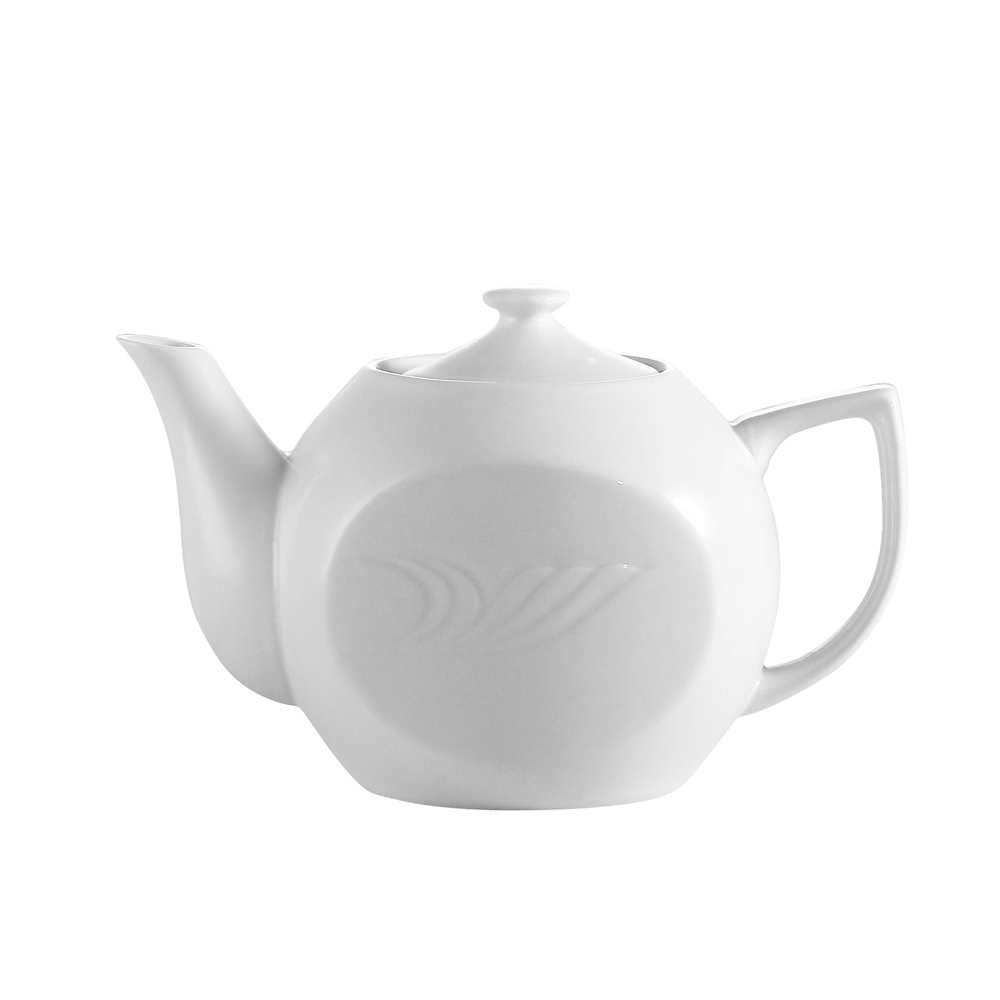 CAC China RSV-TP Roosevelt Super White Porcelain Teapot 15 oz., 7" - 3 dozen