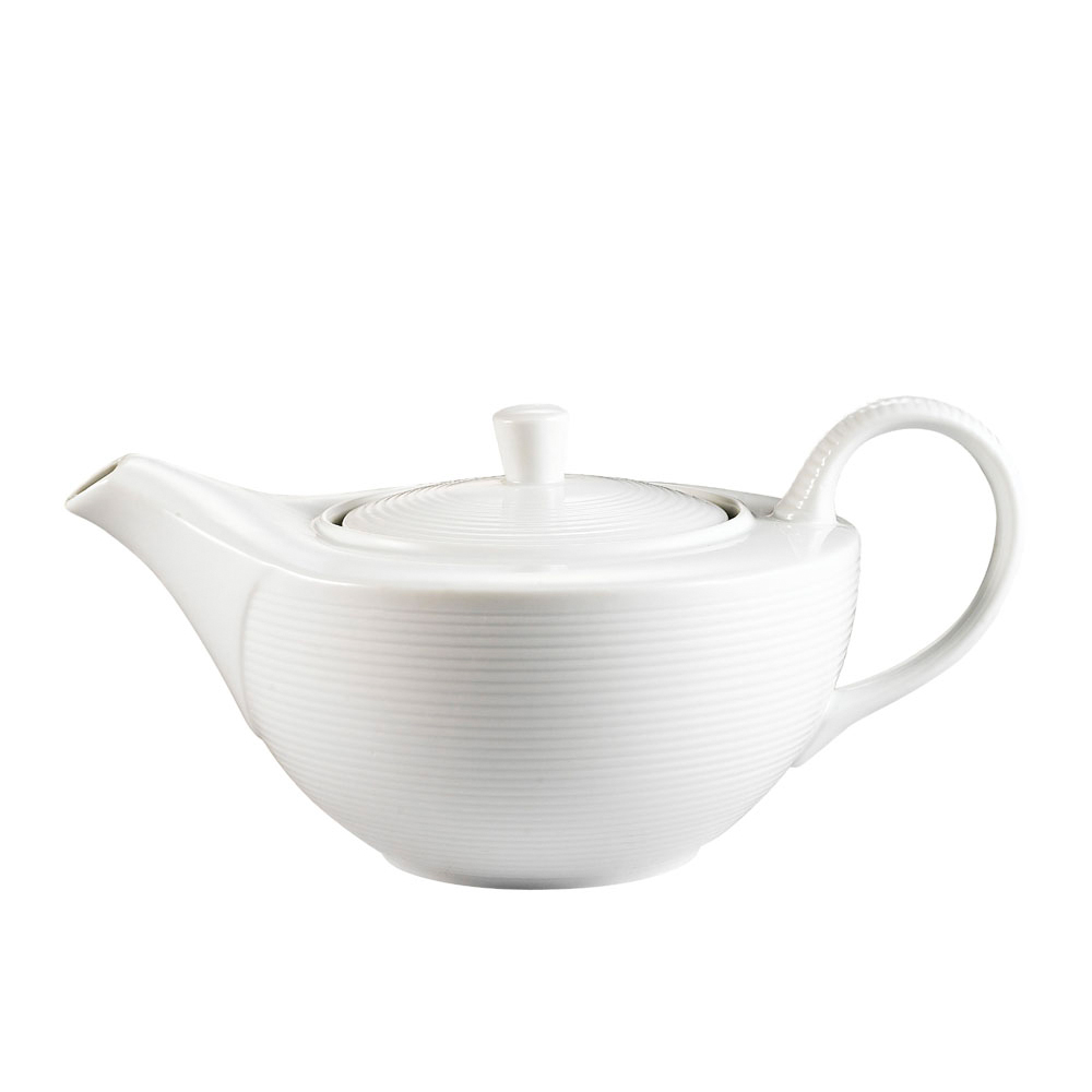 CAC China TGO-TP Tango Embossed Bone White Porcelain Teapot 32 oz., 8 1/2" - 2 dozen