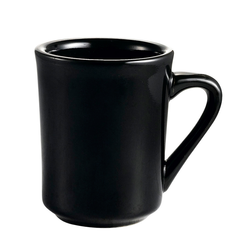 CAC China TM-8-BLK Las Vegas Stoneware Rolled Edge Black Tierra Mug 8 oz., 3 1/8"  - 3 dozen
