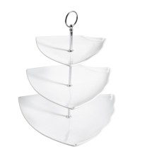 CAC China PTE-T3 3-Tier Super White Triangular Serving Tray 11 3/4&quot; - 8 set