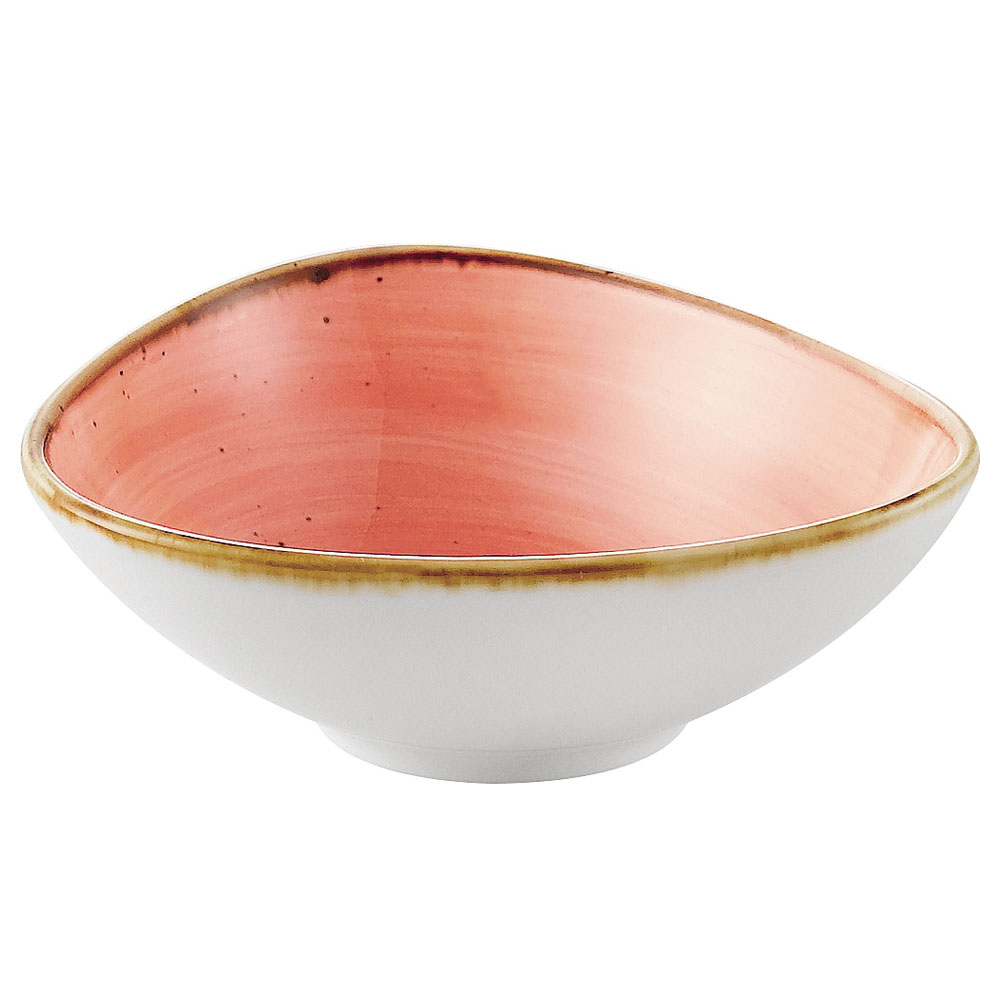 CAC China TUS-TB5-CRL Tucson Coral Porcelain Triangular Bowl 6 oz., 4 3/4"  - 3 dozen