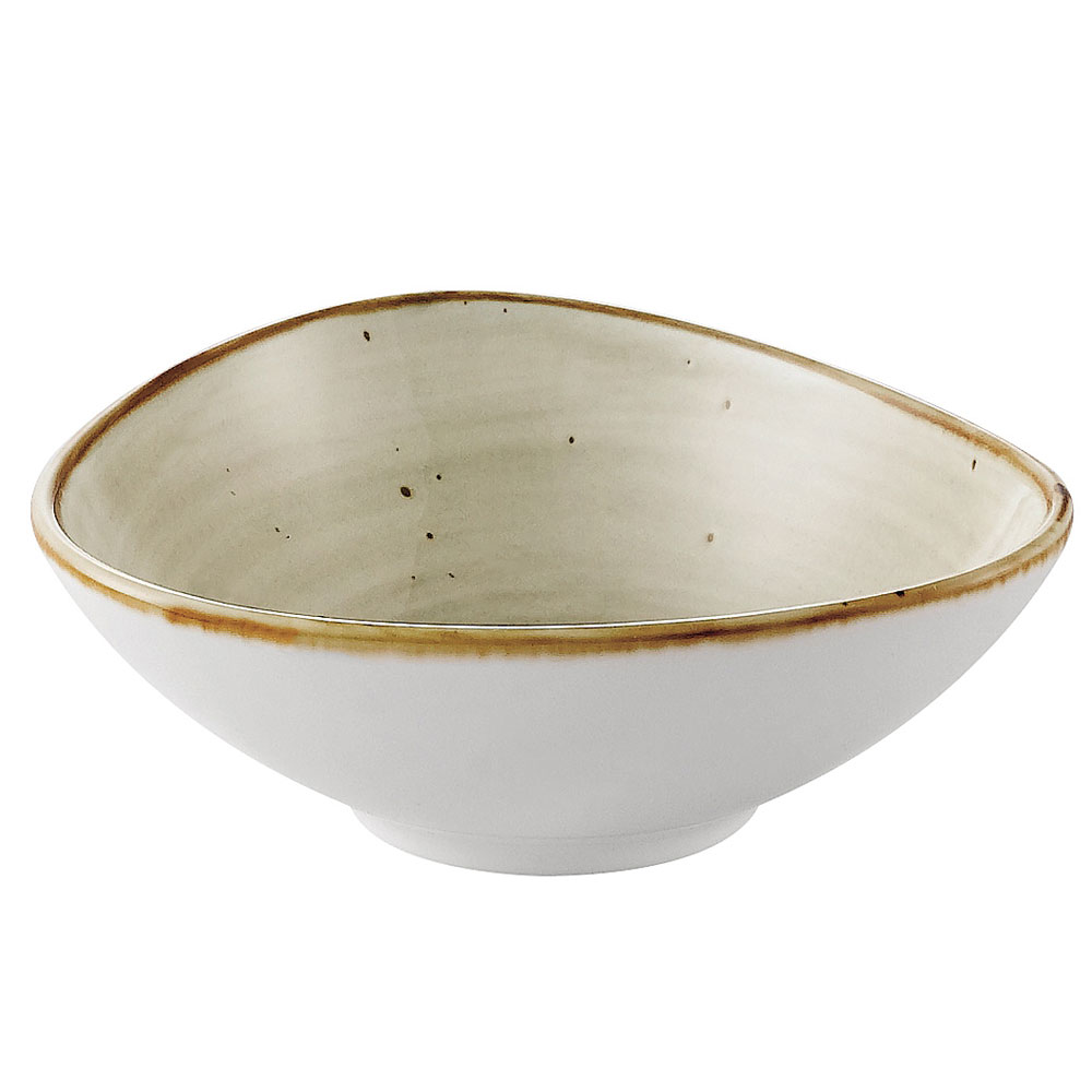 CAC China TUS-TB5-BGE Tucson Desert Beige Porcelain Triangular Bowl 6 oz., 4 3/4"  - 3 dozen