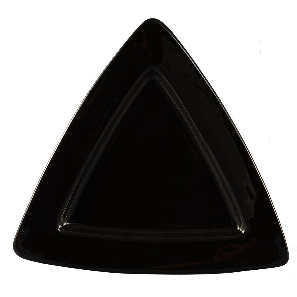 CAC China TRG-12-BLK Festiware Stoneware Black Triangular Deep Plate 11 1/2"  - 1 dozen