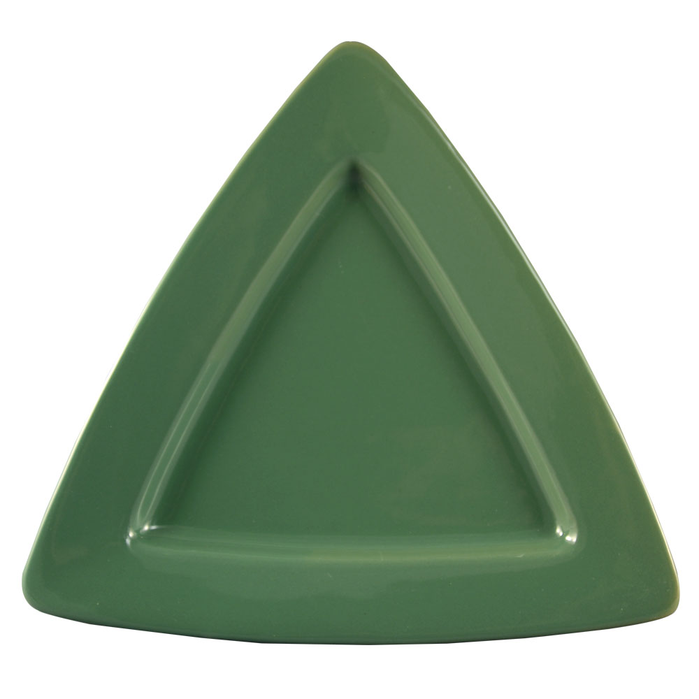 CAC China TRG-12-G Festiware Stoneware Green Triangular Deep Plate 11 1/2"  - 1 dozen