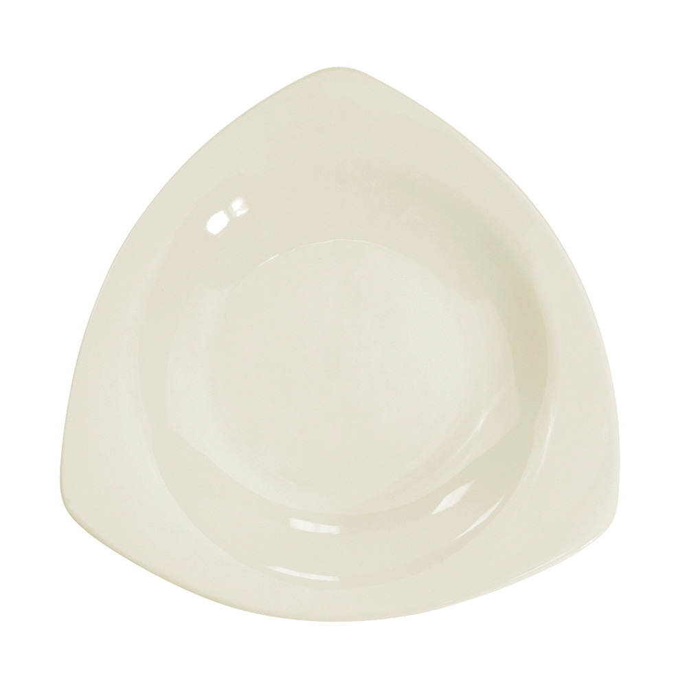 CAC China REC-77 American White Stoneware Triangular Pasta Bowl 22 oz., 10 1/2" - 1 dozen