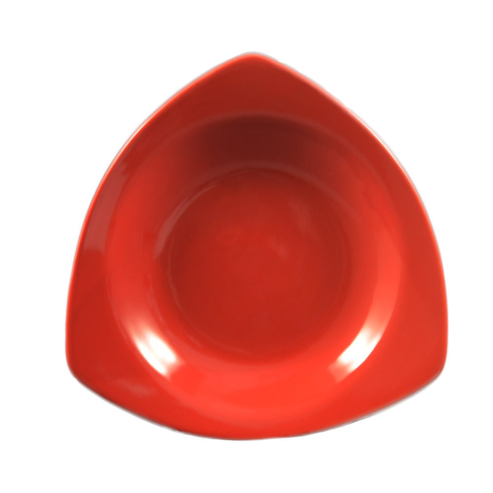 CAC China P-77-R Festiware Stoneware Red Triangular Pasta Bowl 22 oz., 10 1/2"  - 1 dozen