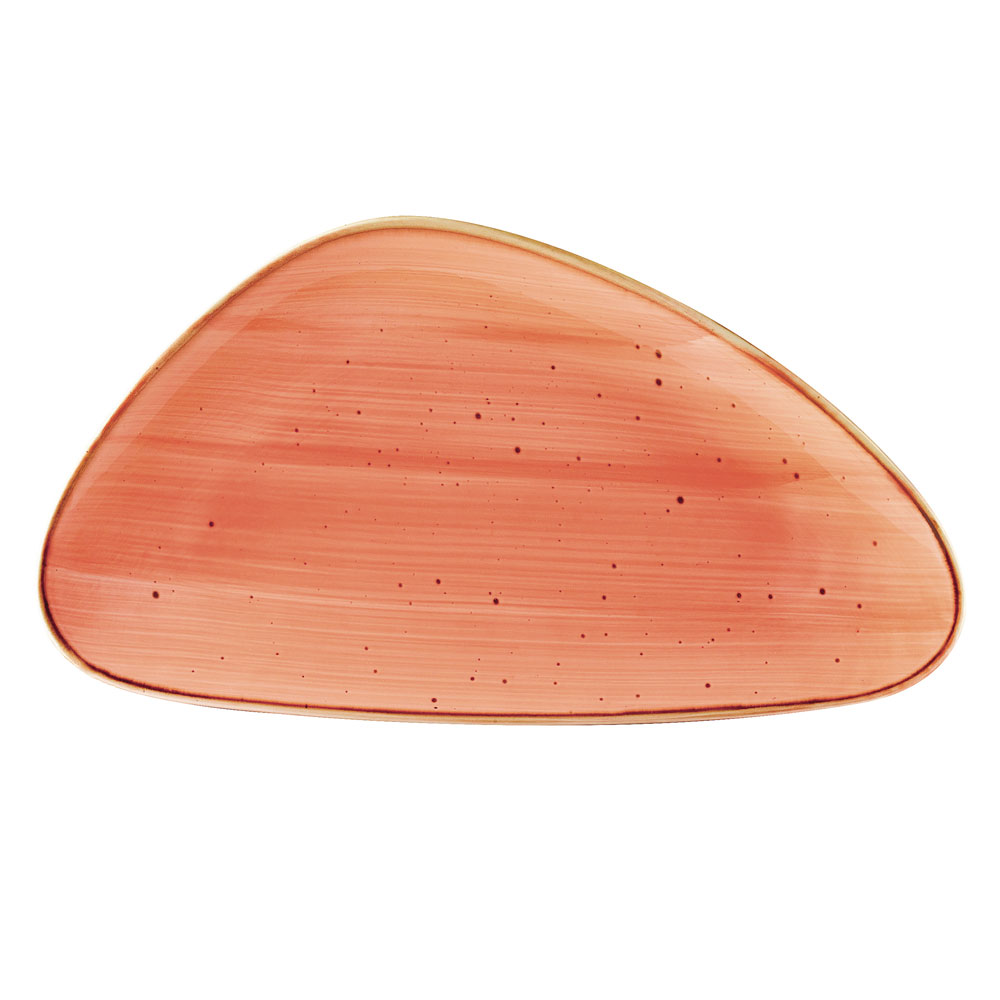 CAC China TUS-T41-CRL Tucson Coral Porcelain Triangular Plate 13 1/8"  - 1 dozen