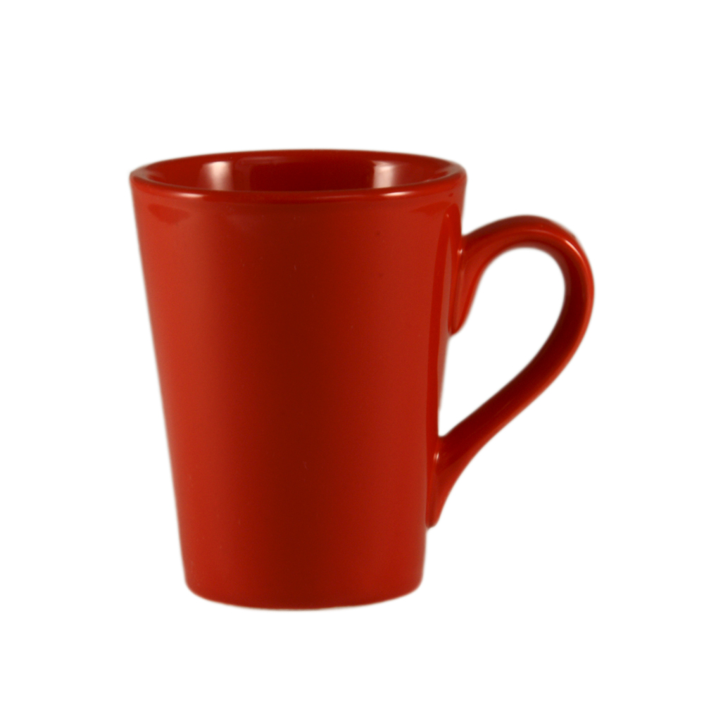 CAC China VC-12-R Victory Red Stoneware Mug 12 oz., 3 1/2" - 3 dozen