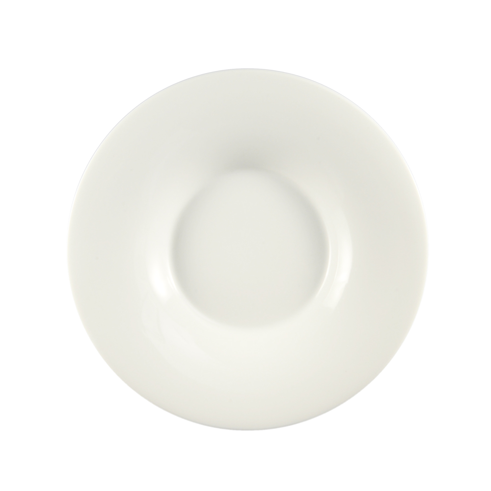 CAC China SHA-F105 Sushia Super White Porcelain Wide Rim Coupe Plate 10 3/4"  - 1 dozen