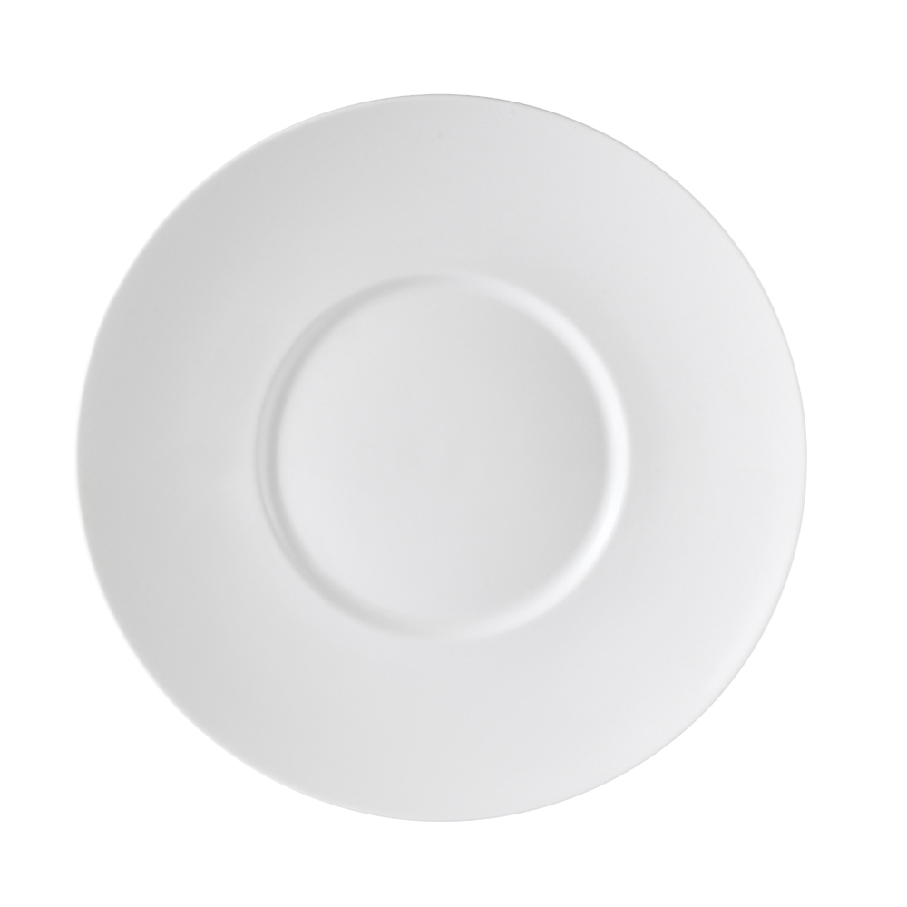CAC China PS-16 Paris-French Bone White Wide Rim Flat Plate 10"  - 1 dozen