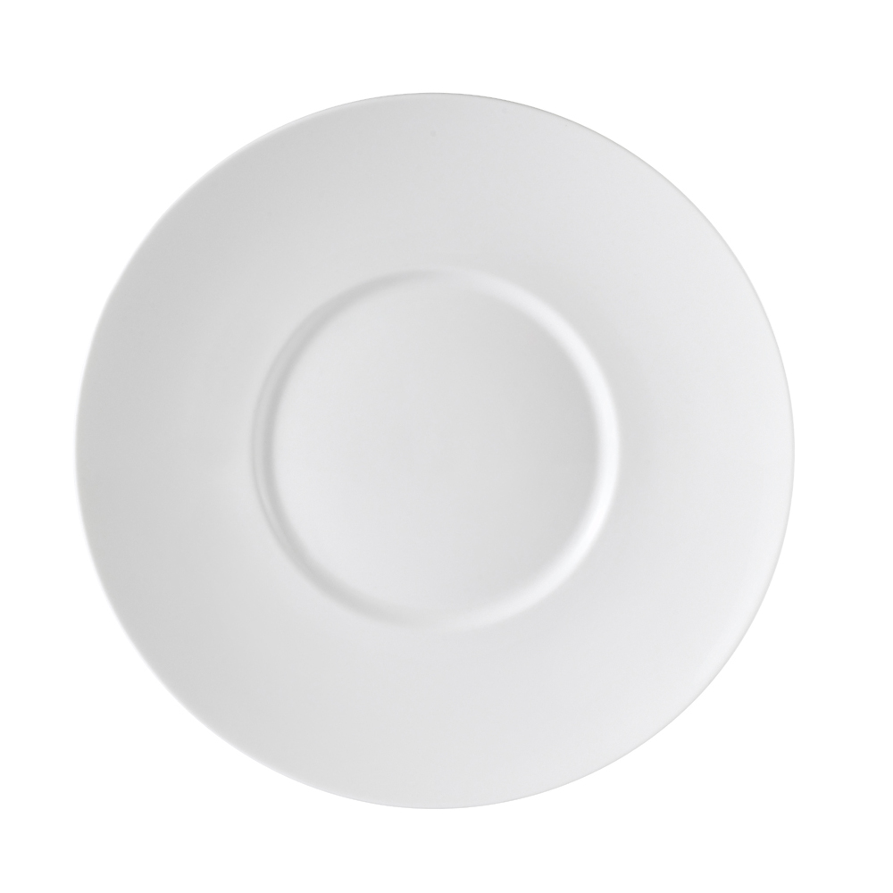 CAC China PS-20 Paris-French Bone White Porcelain Flat Wide Rim Plate 11"  - 1 dozen