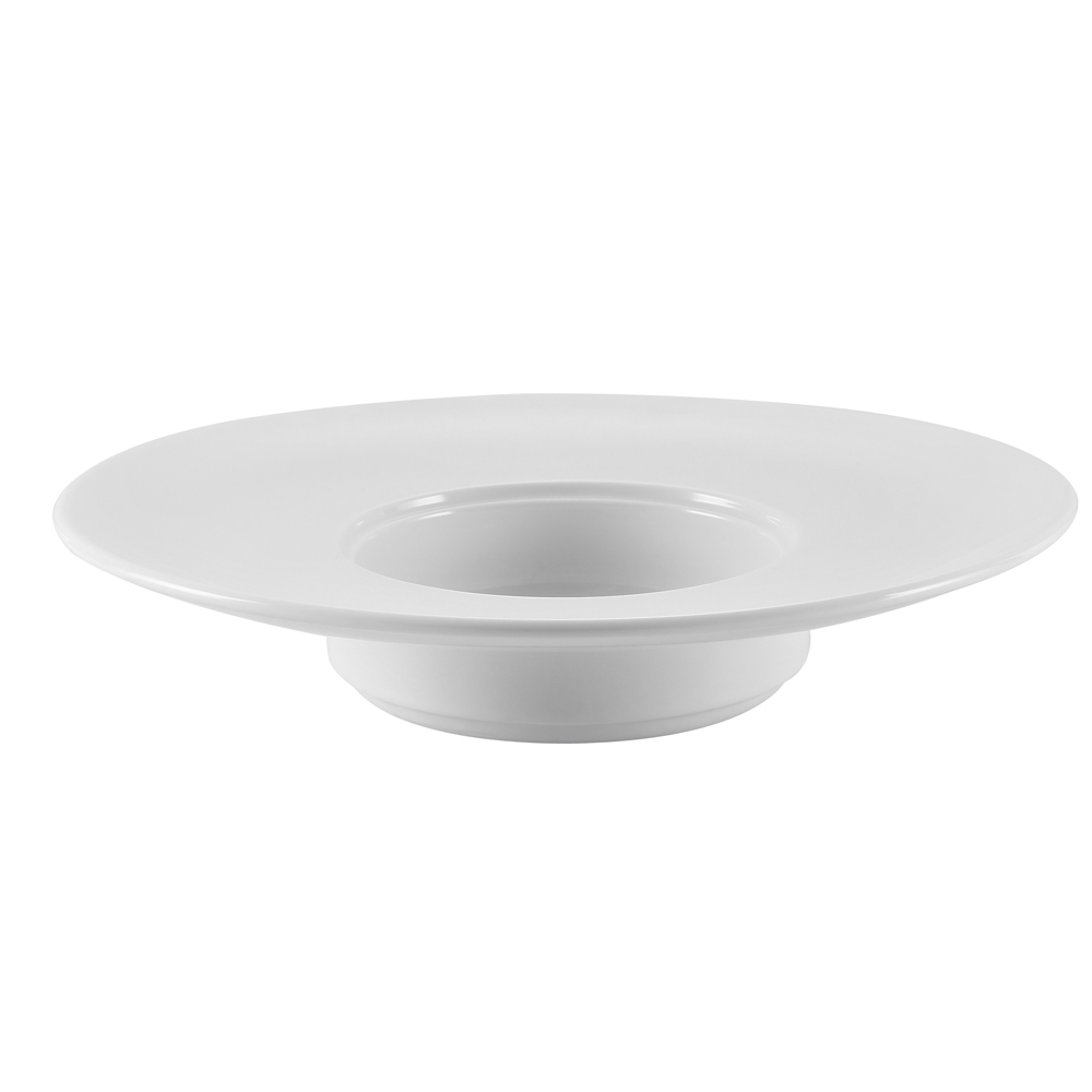CAC China RCN-310 RCN Specialty Super White Porcelain Wide Rim Pasta Bowl 7 oz., 10"  - 1 dozen