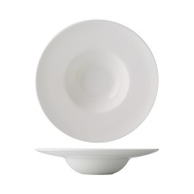 CAC China GDC-311 Grand Canyon Bone White Porcelain Wide Rim Soup Bowl 12 oz., 11&quot; - 1 dozen