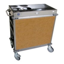Cadco BC-2-L1 Standard Mobile Beverage Cart, 4 Air Pot Wells, Chestnut 