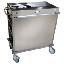 Cadco BC-2-LST Standard Mobile Beverage Cart, 4 Air Pot Wells, Stainless Steel