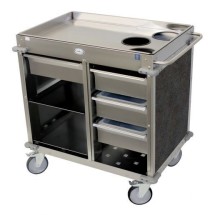 Cadco BC-4-L3 Back-Loading Mobile Beverage Cart, 3 Air Pot Wells, Gray