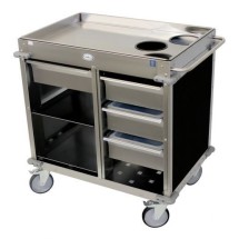 Cadco BC-4-L6 Back-Loading Mobile Beverage Cart, 3 Air Pot Wells, Black