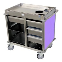 Cadco BC-4-L7 Back-Loading Mobile Beverage Cart, 3 Air Pot Wells, Purple