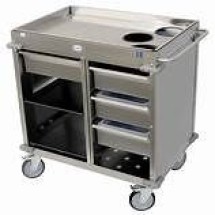 Cadco BC-4-LST Back-Loading Mobile Beverage Cart, 3 Air Pot Wells, Stainless Steel
