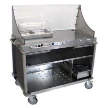 Cadco CBC-DC-L3 Large Mobile Demo/ Sampling Cart with Full Size Hot Buffet Server, Gray Panels