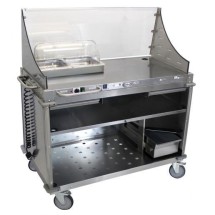 Cadco CBC-DC-LST Large Mobile Demo/ Sampling Cart with Full Size Hot Buffet Server, Stainless Steel Panels
