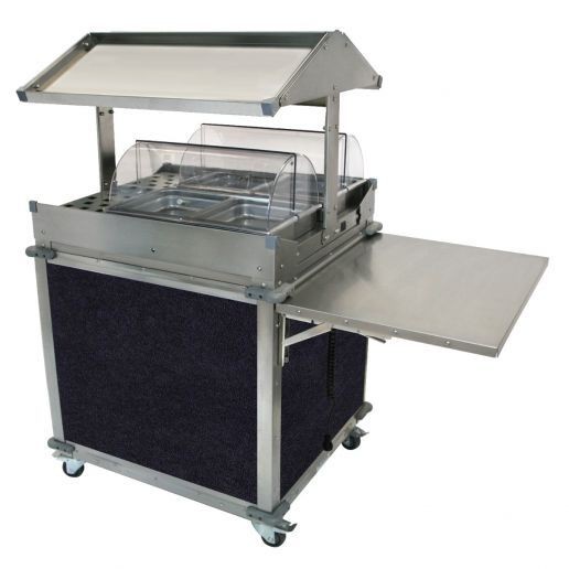 Cadco CBC-GG-2-L4 Deluxe Grab & Go Mobile Merchandising Cart, 2 Hot Food Wells, Navy