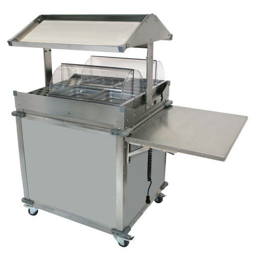 Cadco CBC-GG-2-LST Deluxe Grab & Go Mobile Merchandising Cart, 2 Hot Food Wells, Stainless Steel 