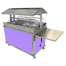 Cadco CBC-GG-4-L7 Deluxe Grab & Go Mobile Merchandising Cart, 4 Hot Food Wells, Purple 