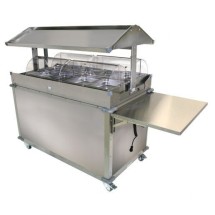Cadco CBC-GG-4-LST Deluxe Grab & Go Mobile Merchandising Cart, 4 Hot Food Wells, Stainless Steel 
