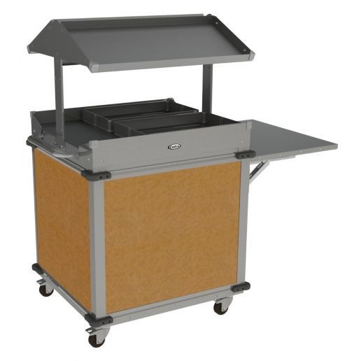 Cadco CBC-GG-B2-L1 Standard 2 Bay Mobile Grab & Go Merchandising Cart, 2-Sided Top Grab & Go Shelves, Chestnut