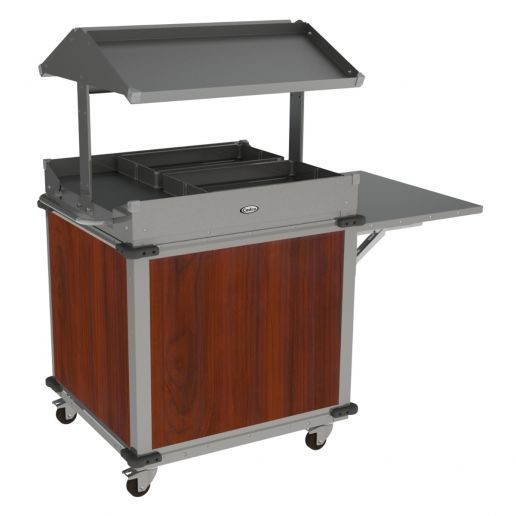 Cadco CBC-GG-B2-L5 Standard 2 Bay Mobile Grab & Go Merchandising Cart, 2-Side Top Grab & Go Shelves, Cherry