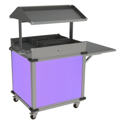 Cadco CBC-GG-B2-L7 Standard 2 Bay Mobile Grab & Go Merchandising Cart, 2-Side Top Grab & Go Shelves, Purple
