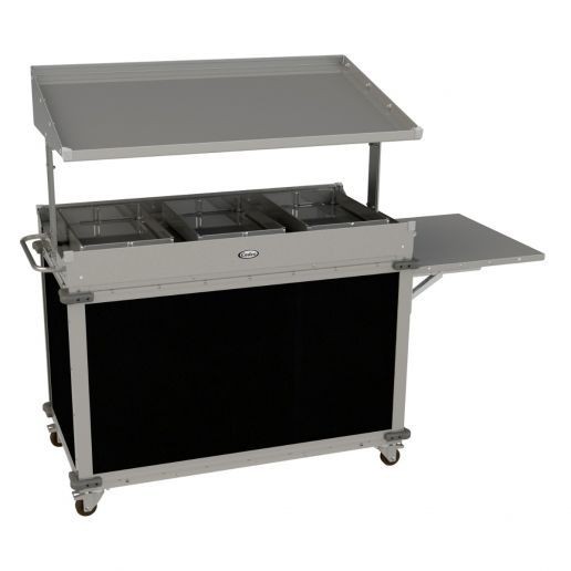Cadco CBC-GG-B3-L6 Standard 3 Bay Mobile Grab & Go Merchandising Cart, Grab & Go Top Shelf, Black
