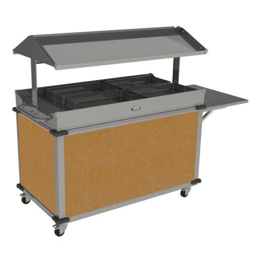 Cadco CBC-GG-B4-L1 Standard 4 Bay Mobile Grab & Go Merchandising Cart, 2 Grab & Go Top Shelves, Chestnut