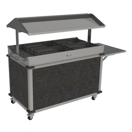 Cadco CBC-GG-B4-L3 Standard 4 Bay Mobile Grab & Go Merchandising Cart, 2 Grab & Go Top Shelves, Gray 