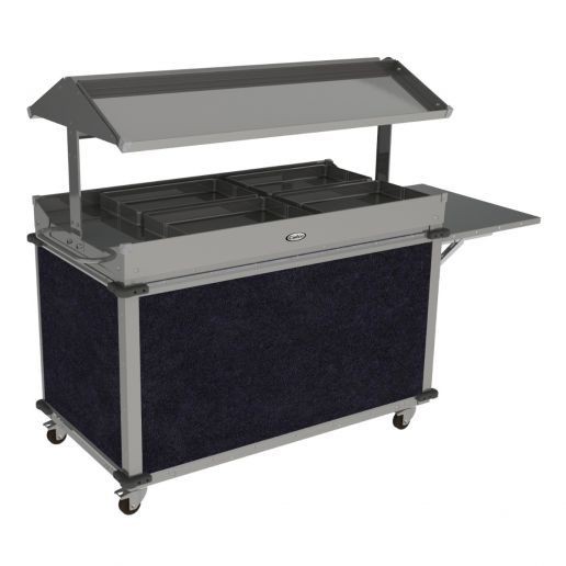 Cadco CBC-GG-B4-L4 Standard 4 Bay Mobile Grab & Go Merchandising Cart, 2 Grab & Go Top Shelves, Navy  