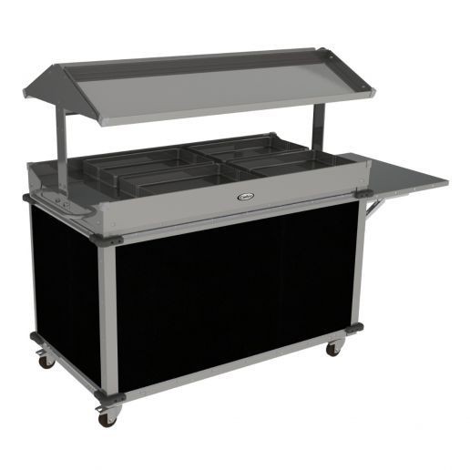 Cadco CBC-GG-B4-L6 Standard 4 Bay Mobile Grab & Go Merchandising Cart, 2 Grab & Go Top Shelves, Black   